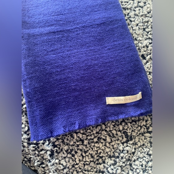 Denis colomb beautiful unisex blue cashmere scarf